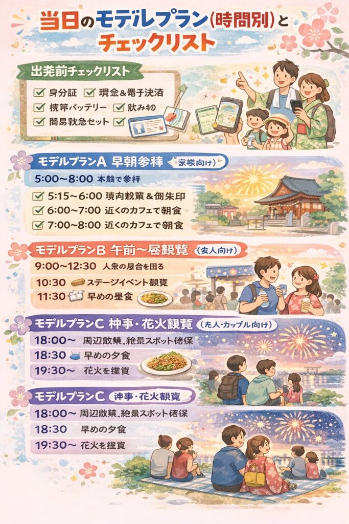 当日のモデルプラン（時間別）とチェックリスト