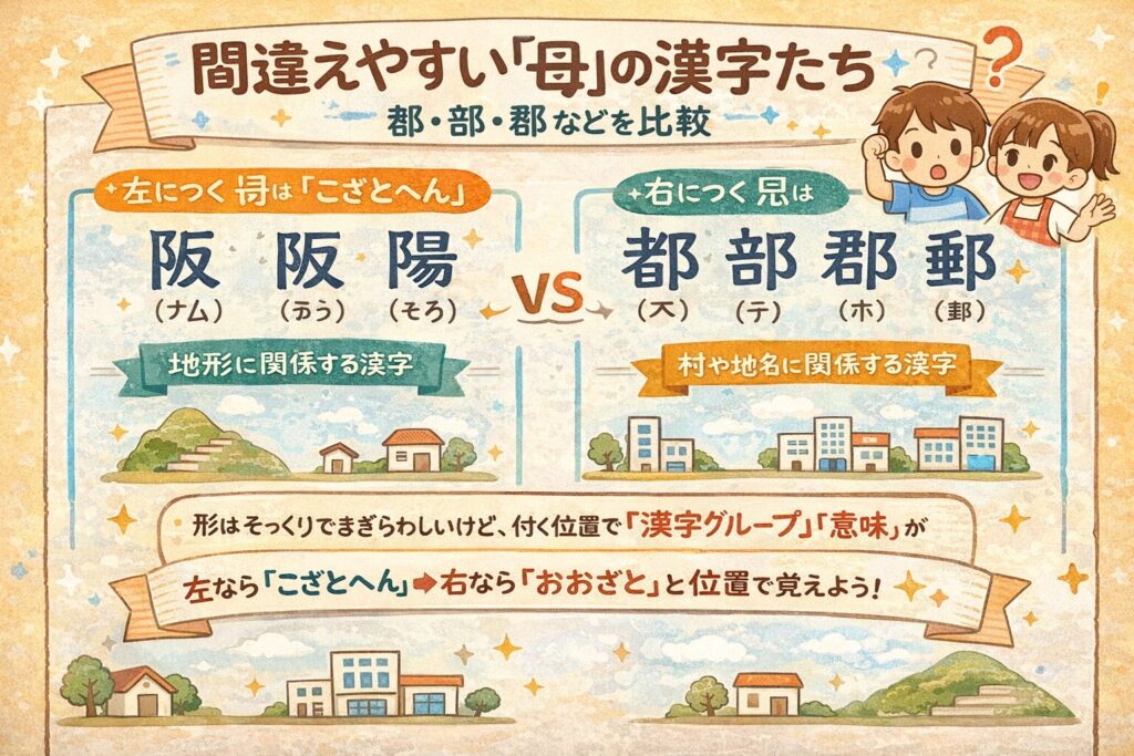 間違えやすい「⻏」の漢字たち｜都・部・郡などを比較