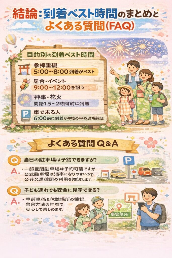 結論：到着ベスト時間のまとめとよくある質問（FAQ）