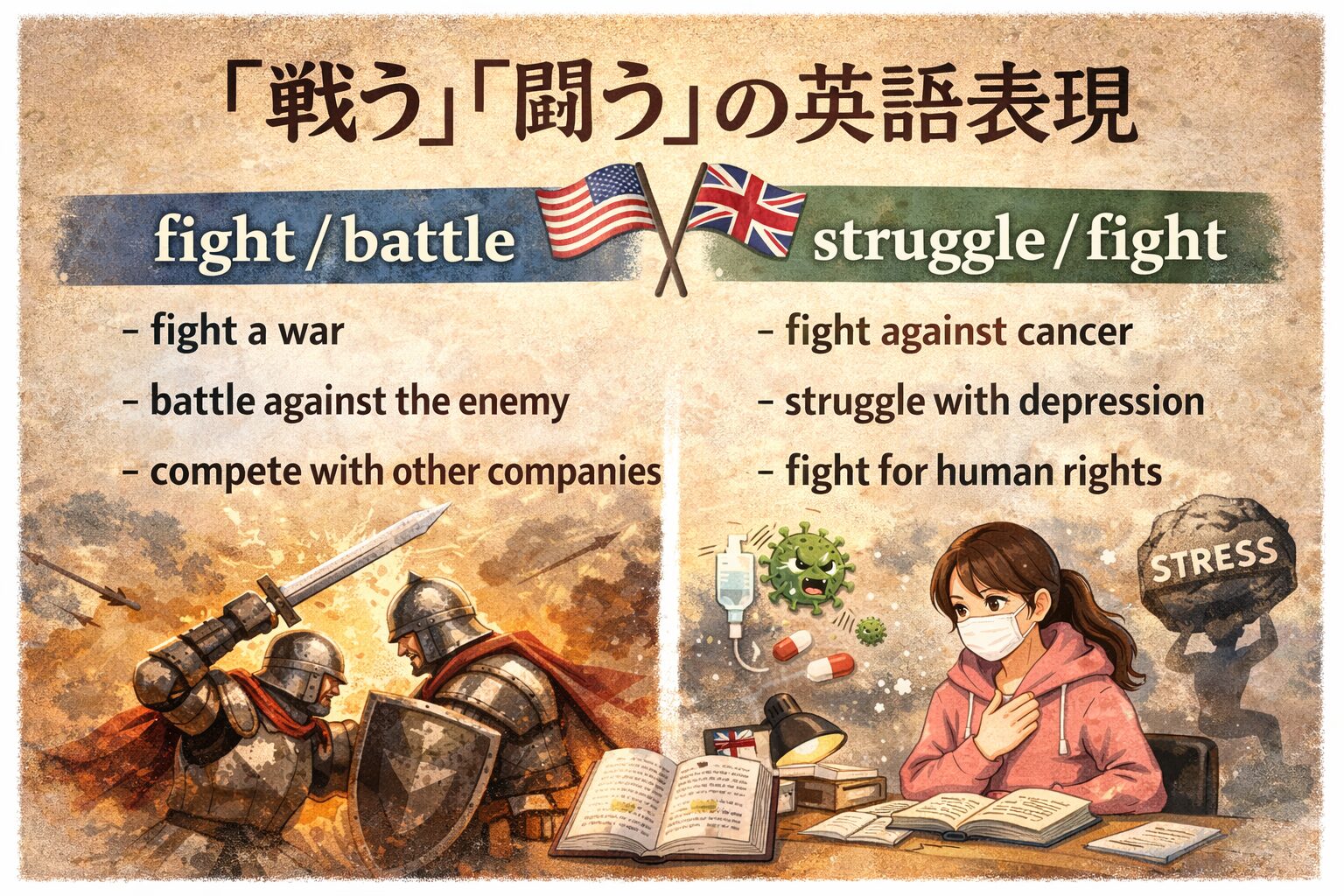 『戦う』と『闘う』どっちが正解?意味・使い分けをやさしく1回でスッキリ解説 | けんさん家のライフスタイル