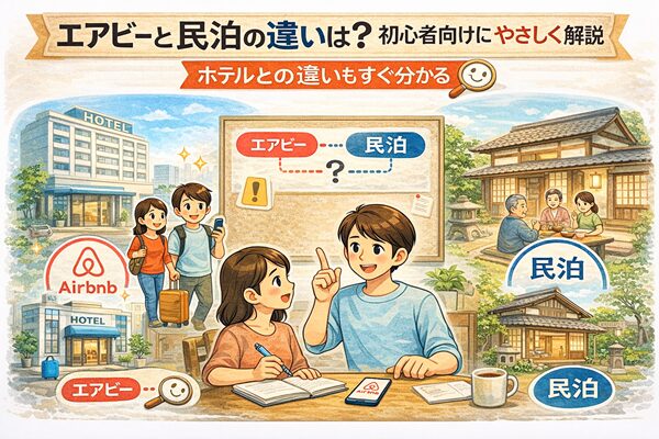 エアビーと民泊の違いは？初心者向けにやさしく解説｜ホテルとの違いもすぐ分かる