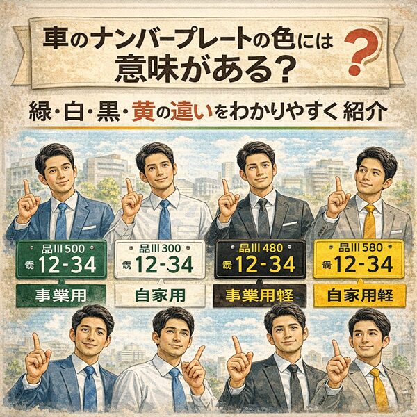 車のナンバープレートの色には意味がある？緑・白・黒・黄色の違いをわかりやすく紹介