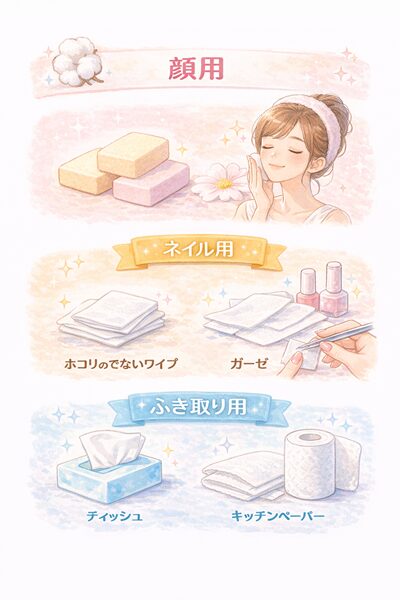 コットンの代わりになるもの一覧｜顔・ネイル・ふき取り別にわかりやすく紹介