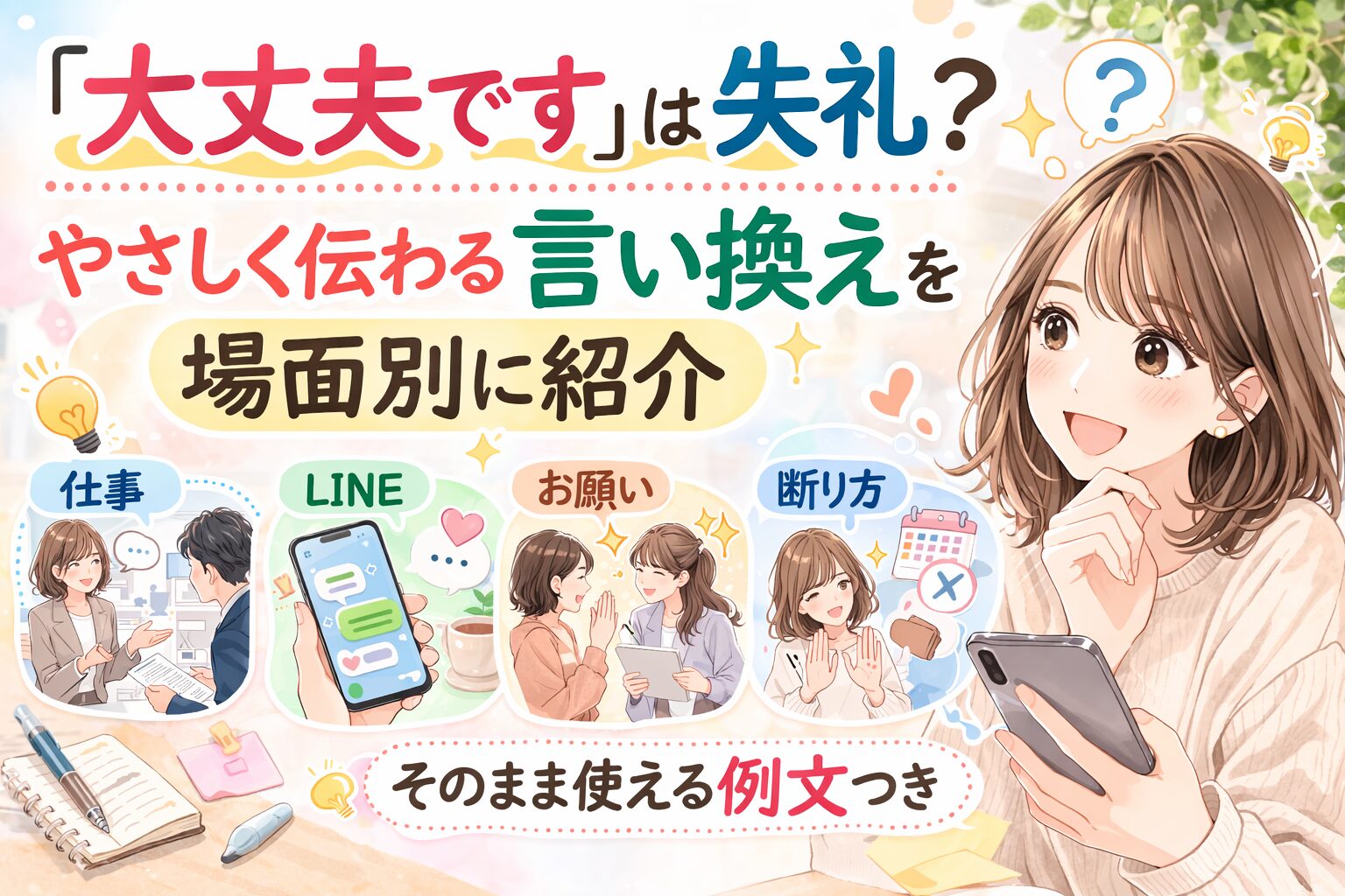 「大丈夫です」は失礼？やさしく伝わる言い換えを場面別に紹介【そのまま使える例文つき】
