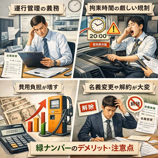 緑ナンバーのデメリット・注意点