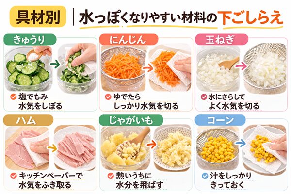 具材別｜水っぽくなりやすい材料の下ごしらえ