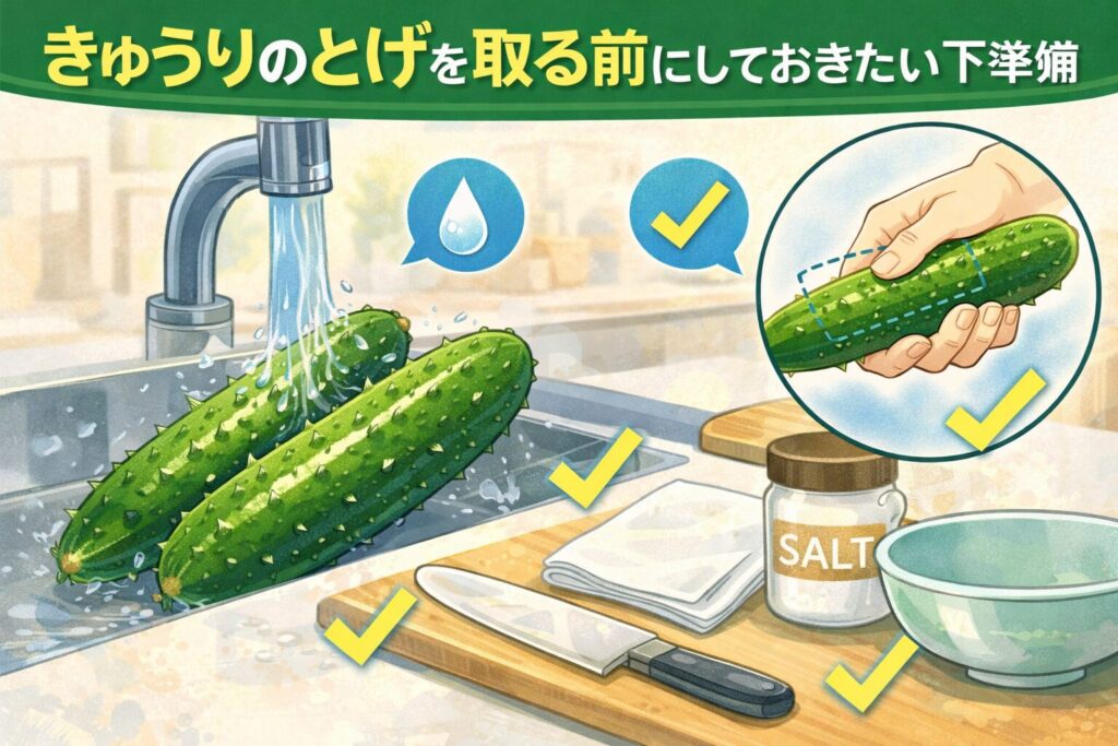きゅうりのとげを取る前にしておきたい下準備
