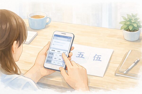 スマホで五や関連字を出す具体的な手順