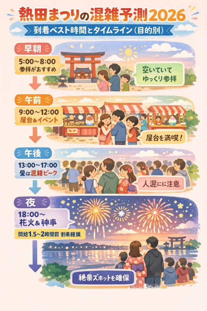 到着ベスト時間とタイムライン（目的別）