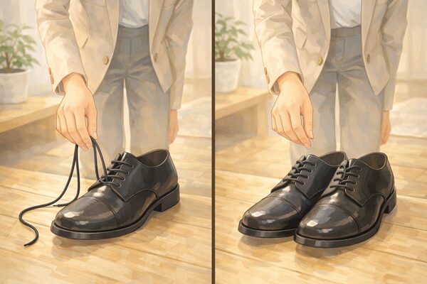 靴ひもに焦点を当てた比較