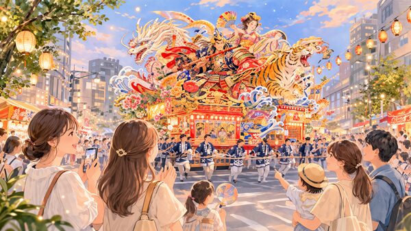 夏祭りの賑やかなパレード