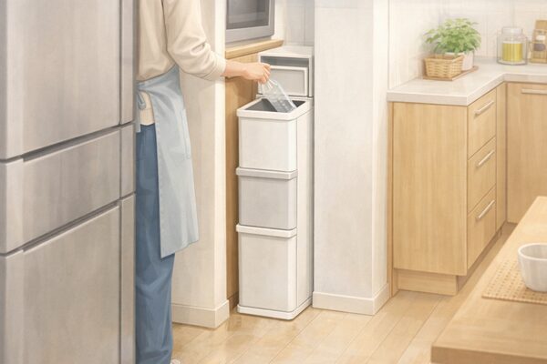 キッチンの整頓されたゴミ箱