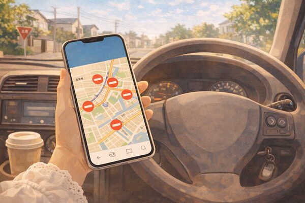 運転中の地図と制限エリア