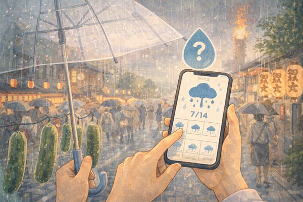 雨の日の祭りとスマホ予報