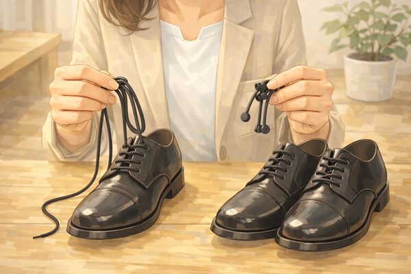 靴ひもとビジネス靴の比較