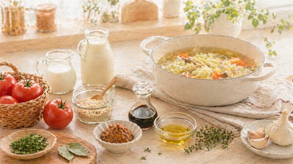 トマトや豆乳、鶏ガラ、味噌などスープの味付けに使える調味料