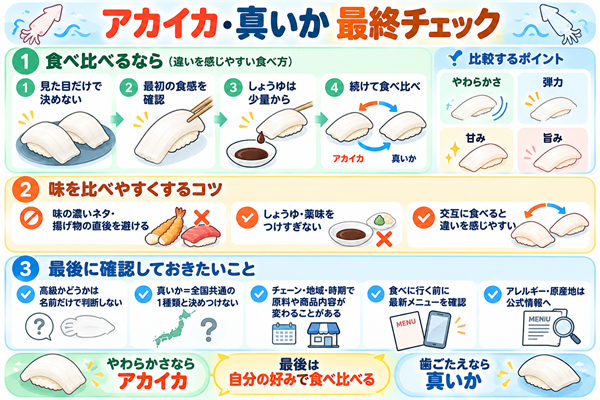 アカイカと真いかの食べ比べ方と選び方の最終確認