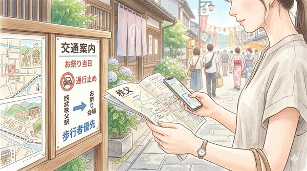 夏祭り準備と交通規制