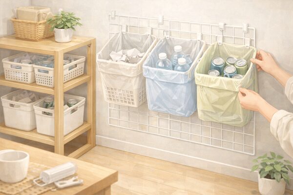 家庭のゴミ分別ステーション