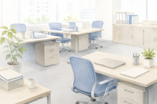 職場で場所や席を移動するイメージ