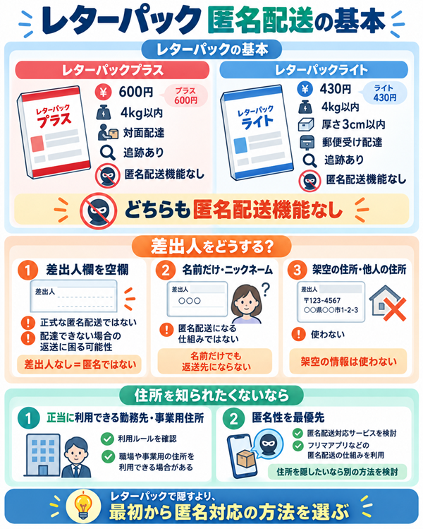 レターパック2種類の匿名性と差出人情報の注意点