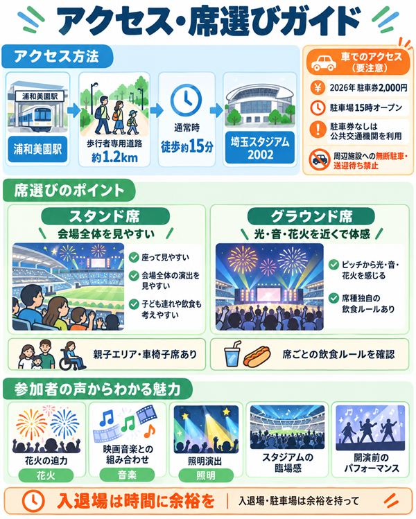 浦和美園駅からのアクセスと席種・会場の特徴