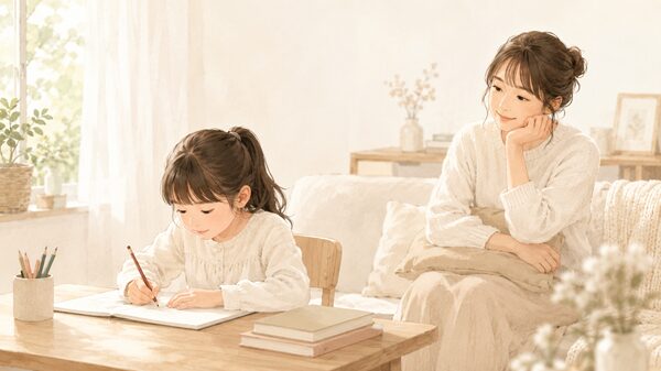 スマホで文章入力をしながら「温かく」と「暖かく」の使い分けに迷っている女性のイラスト