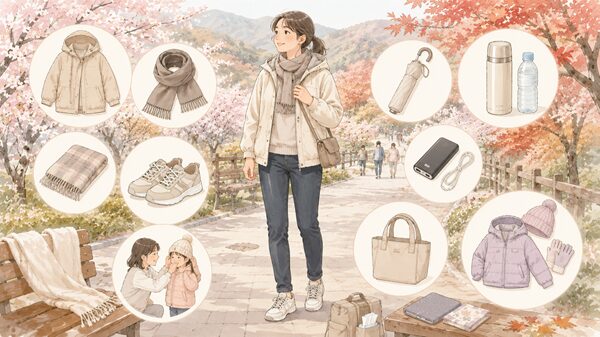 小原四季桜まつりに適した上着やスニーカー、雨具などの服装と持ち物