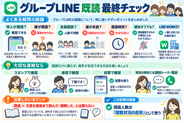 グループLINEの既読仕様と重要連絡時の確認方法