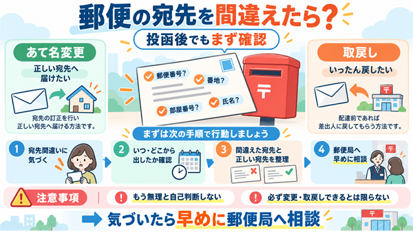 投函後の宛先間違いから郵便局へ相談する流れ