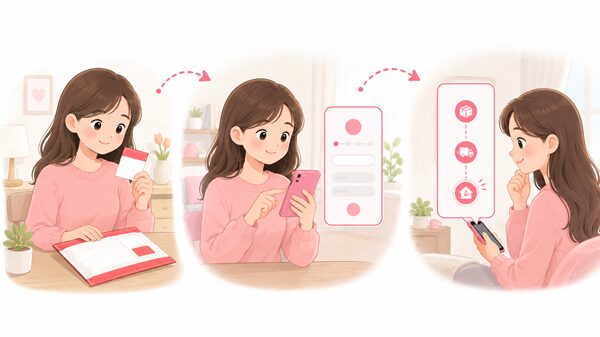 レターパック追跡の手順を3段階で示したイラスト