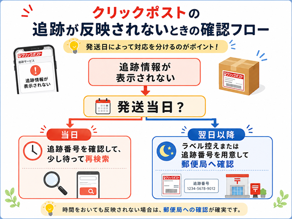 追跡が表示されないときの確認フロー図