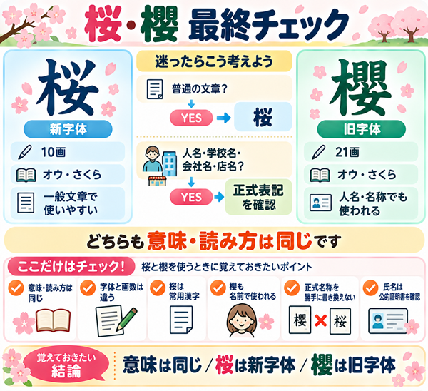 桜と櫻の字体・画数・使い分けの最終確認